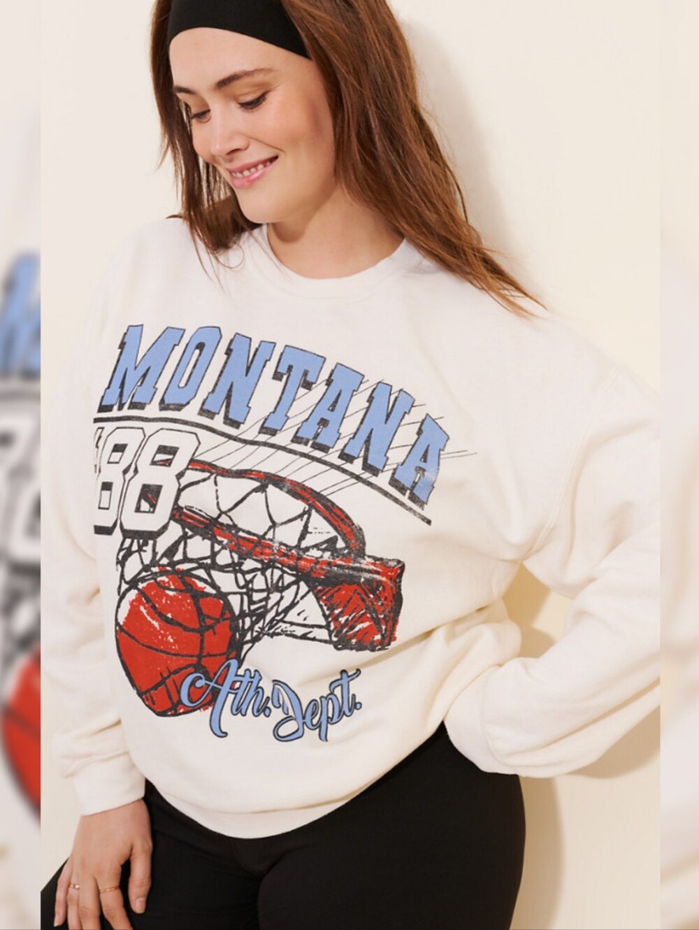 By‎ Anthropologie Montana Basketball Graphic Sweatshirt White Women's Medium